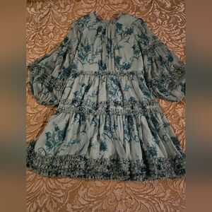 Ivy City Co Floral Ruffle Dress in Green